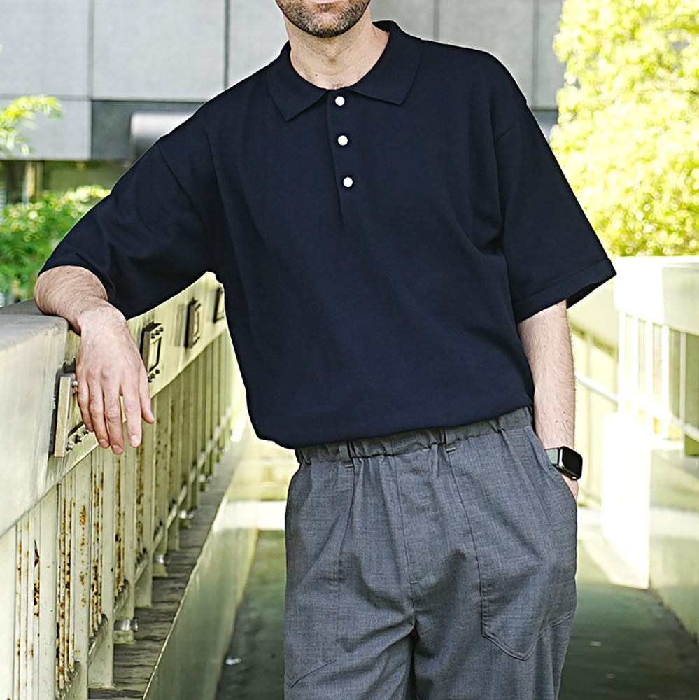 Loose knit polo shirt / ルーズニットポロシャツ | hartwellspremium.com