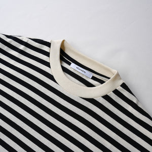 ROUND HEM PIPING L/S BORDER TEE【MANON】