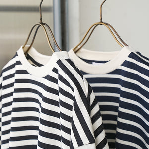 ROUND HEM PIPING L/S BORDER TEE【MANON】