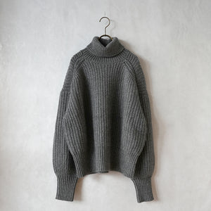 LOW GAUGE HI NECK OVER KNIT【MANON】