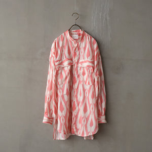 BATIK PRINT BAND COLLAR OVER BLOUSE【MANON】