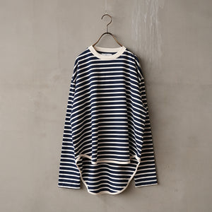 ROUND HEM PIPING L/S BORDER TEE【MANON】