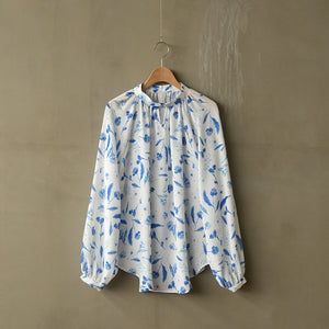 OORIGINAL FLOWER PRINT GATHER BLOUSE【MANON】