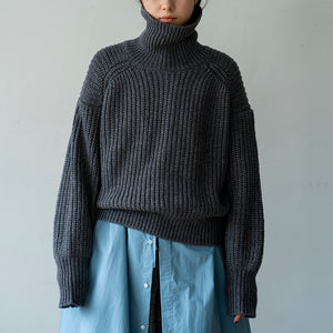 LOW GAUGE HI NECK OVER KNIT【MANON】