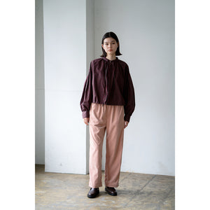 TUCK SLEEVE CHECK RIBBON BLOUSE【MANON】